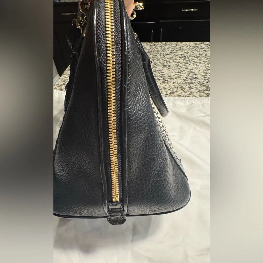 Brahmin Black and Tan Striped Satchel Vivian in Saint Tropez/ Rare - Picture 7 of 14